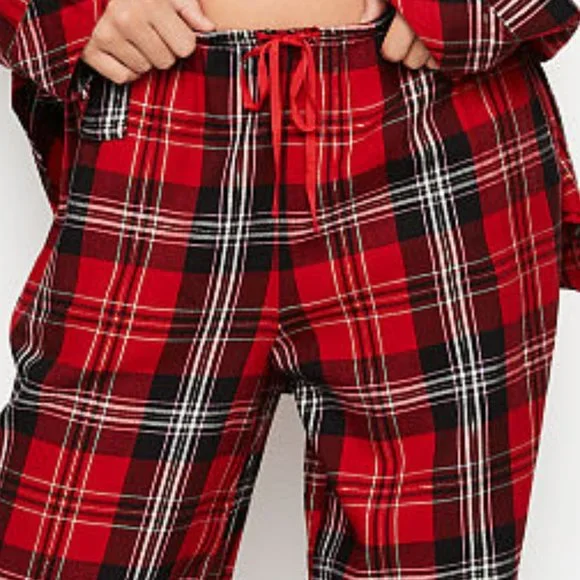 NWT VS M Cotton Flannel PJ Set Red Black Plaid - Picture 9 of 16